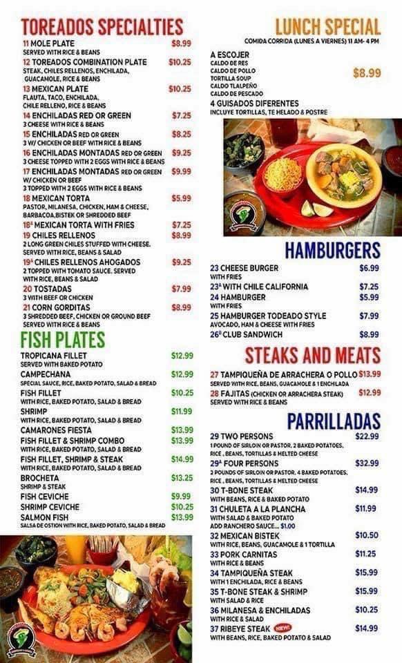 Los Toreados Restaurant Menu - Image 3